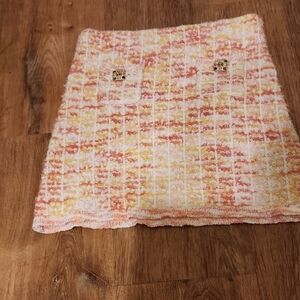 SHEIN Pink and Yellow Tweed Mini Skirt